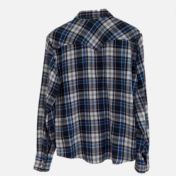 Levi's Men's Medium Classic Western Red Tag Blue Plaid Cowboy Shirt Pearl Snaps - Picture 4 of 9